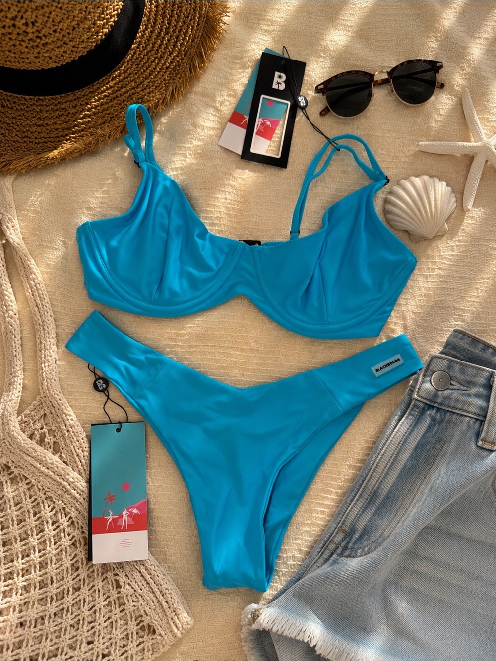 NWT Blackbough Swim Blue Bikini Set 💙 Tropical Underwire Set